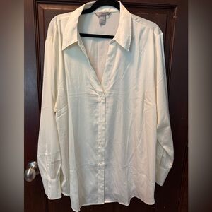 H&M Ivory Silky Button-Up Shirt